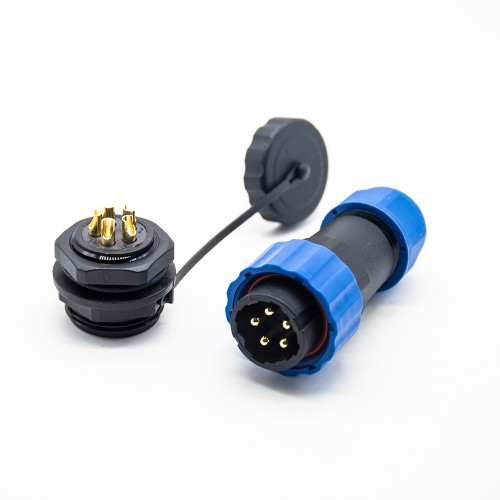 Waterproof Plug Socket SP21 Series IP68 5 Pin Male Plug & Female socket Rear-nut Mount Straight Aviation Connector