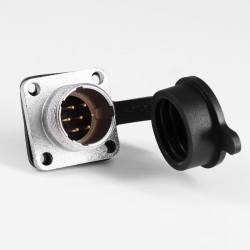 7 Pin TP20 Circular Female Plug and Male Socket with 4 Hole Square Flange Wire Cable Connector