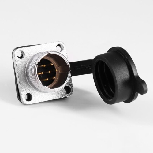 7 Pin TP20 Circular Female Plug and Male Socket with 4 Hole Square Flange Wire Cable Connector