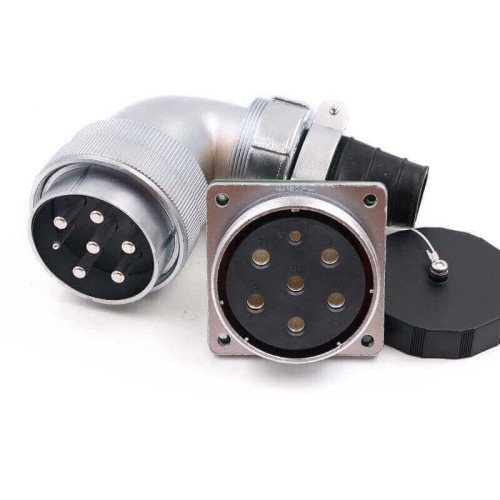 Aviation Male Plug and Female Socket WF55/7 pin Right Angle TV+Z Waterproof Circular Connector