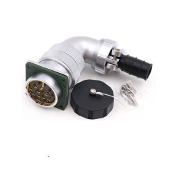 Aviation Waterproof Connector WF40/15pin TV+Z Bending Right Angle Male Plug and Female Receptacle