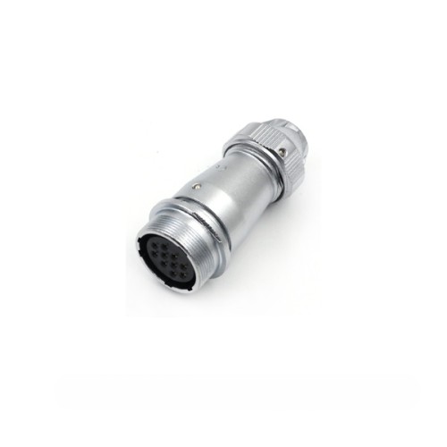 WF24/10pin Straight Jack with metal clamping-nut Female ZE Receptacle Aviation Connector