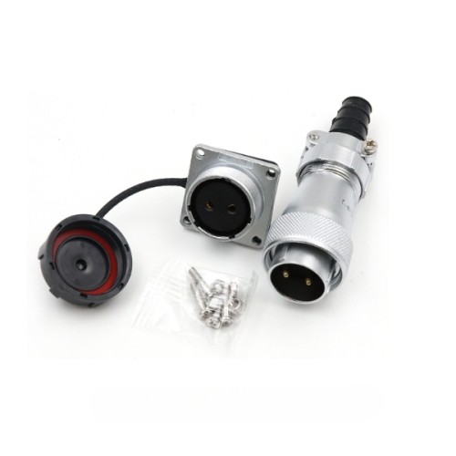 WF24-2pin TI+Z Power Straight Cable Wire Male Plug Female Square Socket Waterproof Aviation Electrical Connector