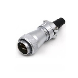 WF28/24pin Aviation Circular Connector TI+ZG 2-hole Flange Socket with Cap and Straight Male Plug Waterproof