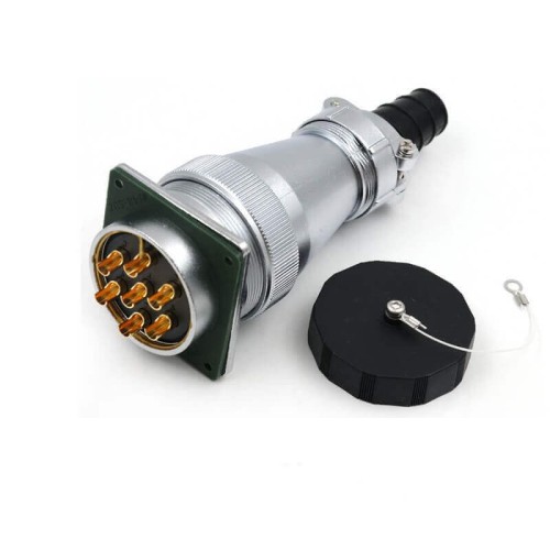 WF48-7 pin Aviation Circular Waterproof Connector Straight Cable TI+Z Male Plug and Female Square Socket