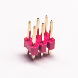 10pcs PCB Connector Pin Header 2.54mm Gap Dual Row Stright 6 Way DIP Red Plastic