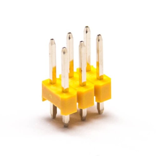 10pcs Straight Pin Header Through Hole 2X3 Double Row Yellow Plastic