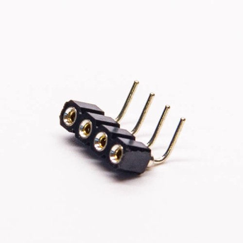 4 Pin Circular Holes Female Header 2.54mm Pitch 90 Degree (2pcs)