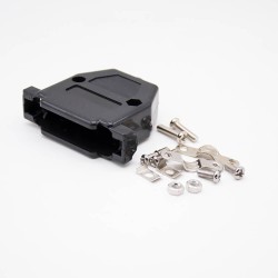 D Sub Metal Dust Hood Black Plastic Housing For D-sub 25Pin