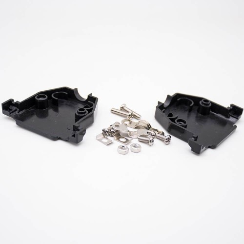 D Sub Metal Dust Hood Black Plastic Housing For D-sub 25Pin