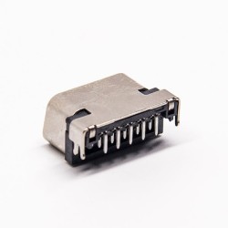 15 Pin D SUB Female Right Angled Through Hole for PCB Mount Black