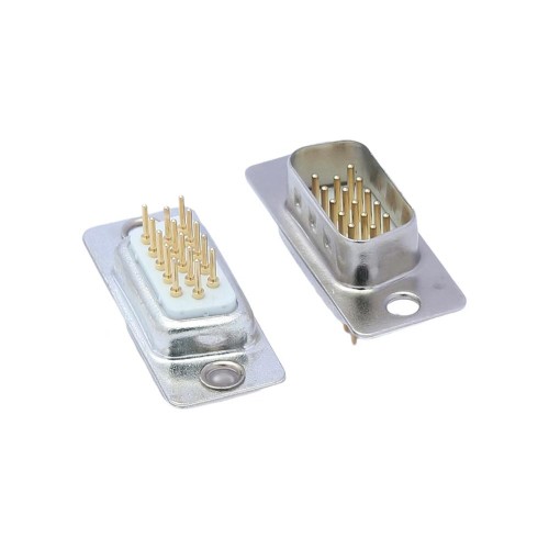 15Pin DB Male Straight Through Hole Gold Plated Machine pin Single Hole