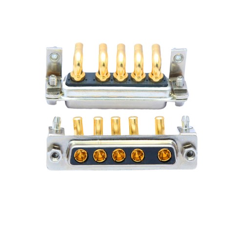 5W5 High Current Female Through Hole D-SUB 10A 20A 30A 40A Gold Plated Solid Pin with Bracket Right Angled