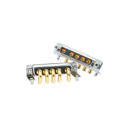 5W5 High Current Female Through Hole D-SUB 10A 20A 30A 40A Gold Plated Solid Pin with Bracket Right Angled