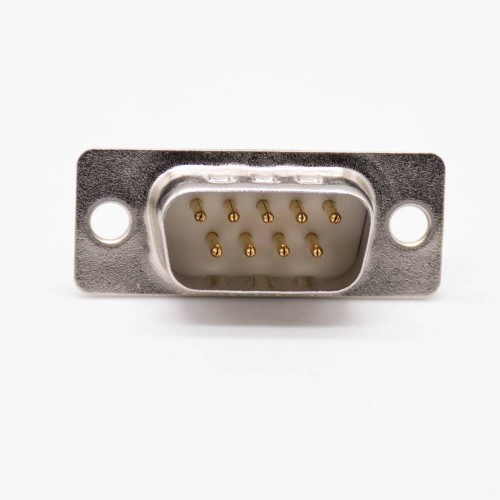 9 Pin D Sub Connector Standard Stamped Male Two Rows Straight Solder Cup