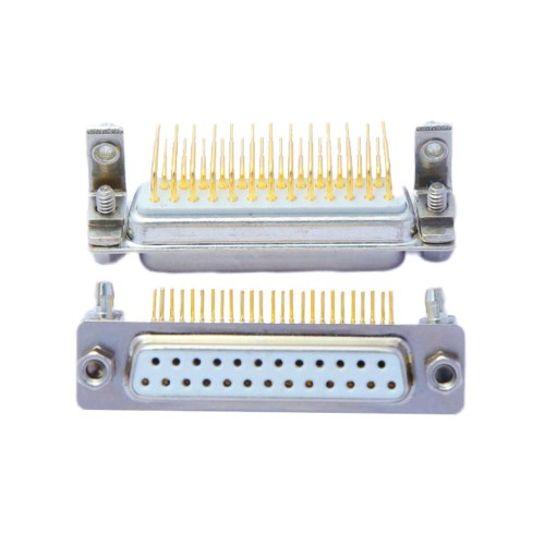 D-SUB 25Pin Female 90 degree Through Hole Gold Plated Machine pin with Bracket