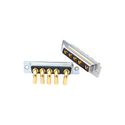 D-SUB 5W5 High Current Female Right Angled Through Hole 10A 20A 30A 40A Gold Plated Solid Pin Single Hole