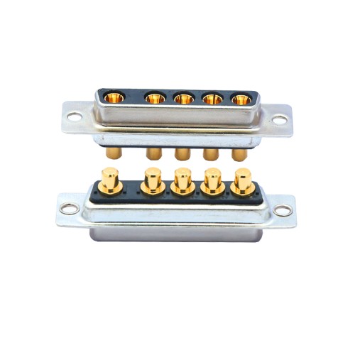 D-SUB 5W5 High Current Female Straight Through Hole 10A 20A 30A 40A Gold Plated Solid Pin Single Hole