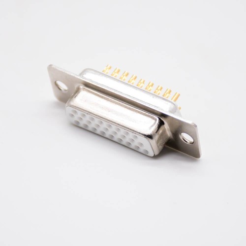 D Sub Female Connector 26 Pin Machined Three Rows Nickel Plating Straight Solder Cup