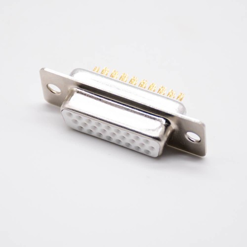 D Sub Female Connector 26 Pin Machined Three Rows Nickel Plating Straight Solder Cup