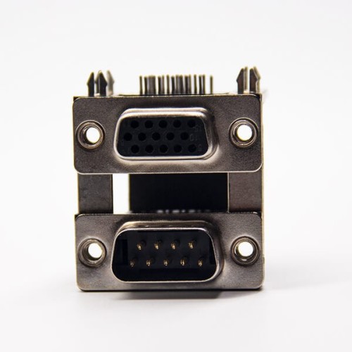 D SUB Stacked Connector Right Angled 15 Pin Female and 9 Pin Male Through Hole