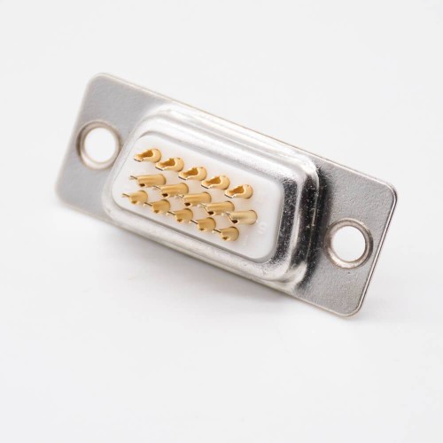 DB 15 Connector Female Three Rows Stamped Straight Solder Cup Nickel Plating