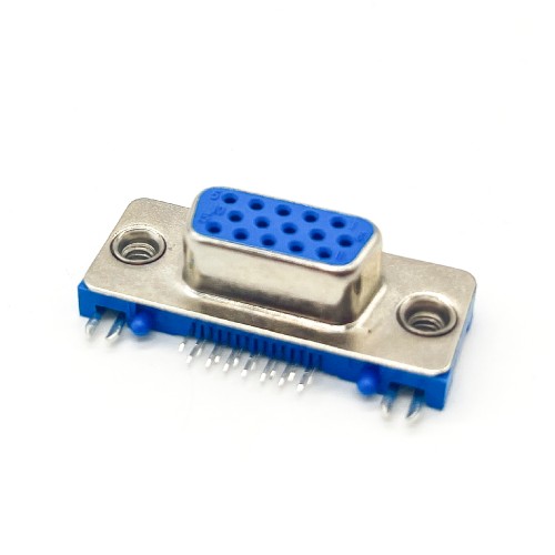 Slim d sub 15f D-SUB VGA 15 Pin Female Right Angle Though Hole Connector