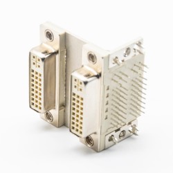 Dual DVI Receptacle 24+5 Contacts PCB Mount Right Angle Stacked Through Hole 29S