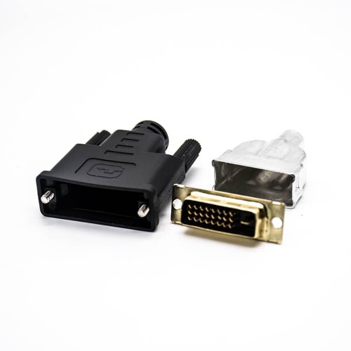 DVI Connector Male 24+1 Straight Solder Cable Plastic Shell With Shielded Metal Shell