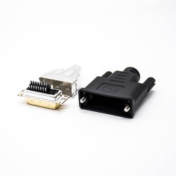 DVI Connector Male 24+1 Straight Solder Cable Plastic Shell With Shielded Metal Shell