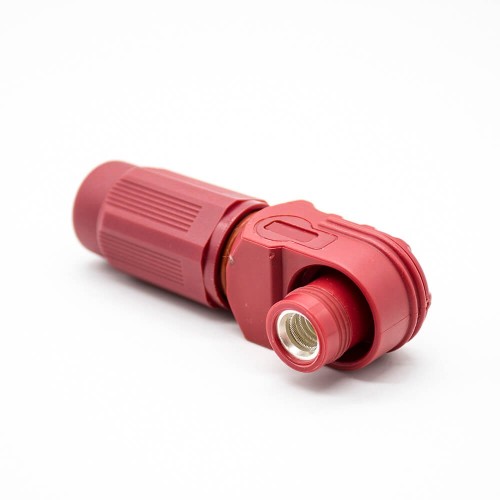 High Current Waterproof Connector Female IP67 400A 120mm² 14mm 1 Pin Plastic Red Cable Right Angle Plug