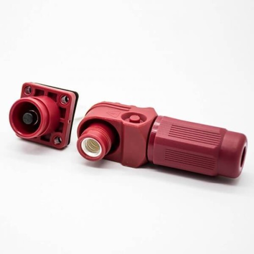 HV Connectors 1 Pin 12MM Female To Male Right Plug Butt-Joint Socket Red 350A Plastic