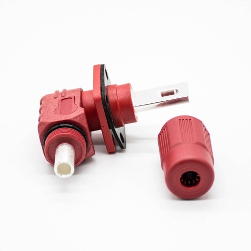 HV Connectors 1 Pin 12MM Female To Male Right Plug Butt-Joint Socket Red 350A Plastic