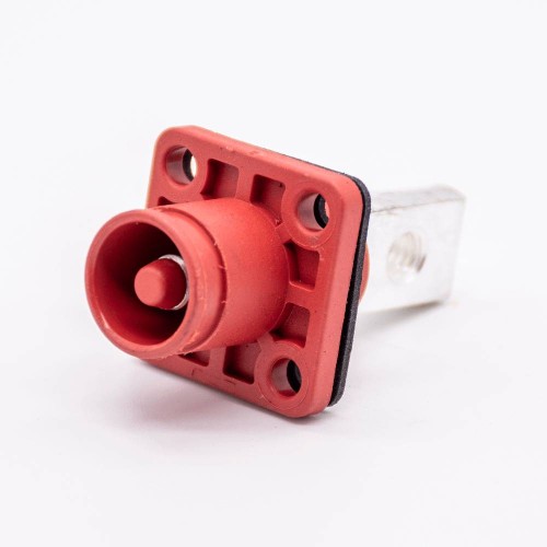 HV Connectors 1 Pin 12MM Female To Male Right Plug Butt-Joint Socket Red 350A Plastic