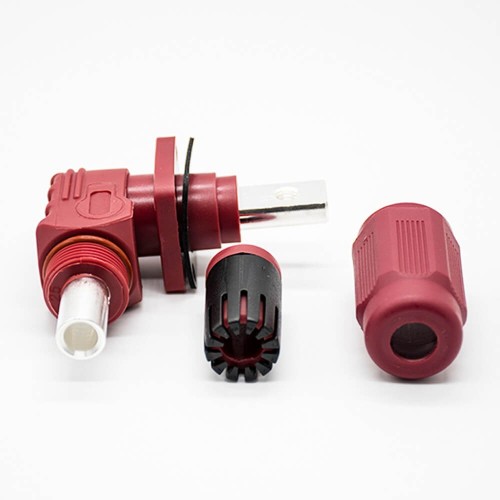 Surlok Plug and Socket 6mm Red IP65 100A Busbar Lug Right Angle Connector