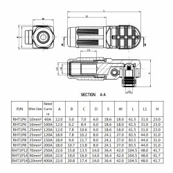 Surlok Power Connectors Female IP67 12mm 1 Pin 350A Plastic Red Cable Right Angle Plug