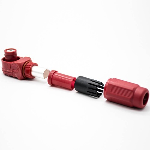 Surlok Power Connectors Female IP67 12mm 1 Pin 350A Plastic Red Cable Right Angle Plug