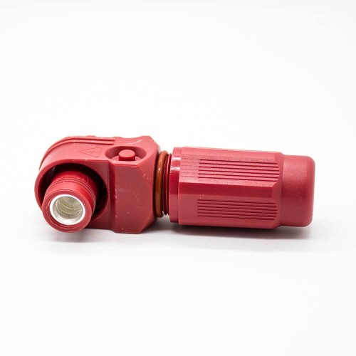 Surlok Power Connectors Female IP67 12mm 1 Pin 350A Plastic Red Cable Right Angle Plug