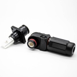 Waterproof High Current Battery Connectors Right Angle Plug and Socket 6mm Black IP65 120A Busbar Lug