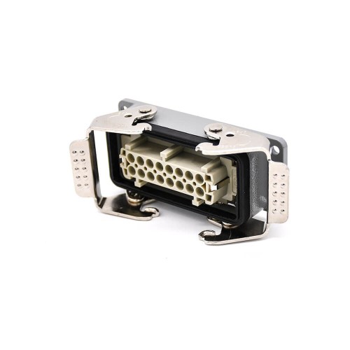 16 Pin Heavy Duty Connector H16B Female Butt-joint Male Silver Plating PG21 Bulkhead mounting Hasp