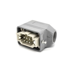 Heavy Duty Electrical Connector H6B Silver Plating 6Pin Male Butt-Joint Female PG16 Surface Mounting