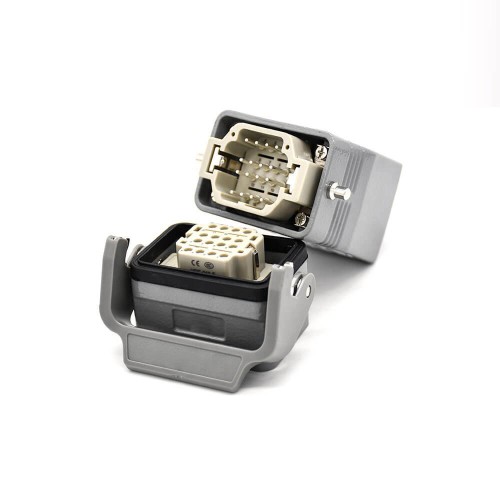 Heavy Duty Rectangular Connectors H6B 16Pin Silver Plating M32 Male Butt-Joint Female Bulkhead Mounting