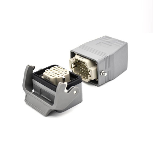 Heavy Duty Rectangular Connectors H6B 16Pin Silver Plating M32 Male Butt-Joint Female Bulkhead Mounting