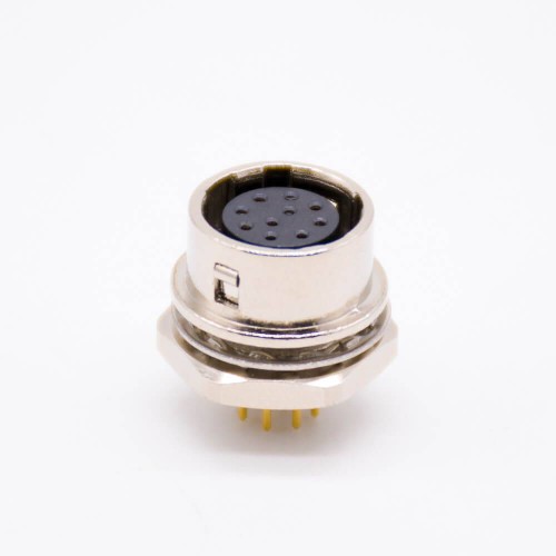 Elecbee Connector HR10 Female Receptacle 10 Pin Straight PCB Through Hole Back Mount Circular Push-Pull Connector