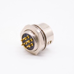 Elecbee HR10 Circular Connector Female Receptacle 7 Pin Straight PCB Through Hole Back Mount Circular Push-Pull Connector