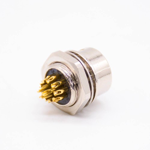 Elecbee HR10 Connectors Female Receptacle 12 Pin Straight Solder Cup Back Mount Circular Push-Pull Connector