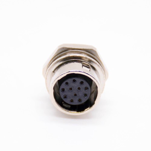 Elecbee HR10 Connectors Female Receptacle 12 Pin Straight Solder Cup Back Mount Circular Push-Pull Connector