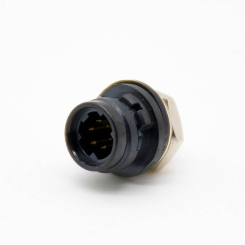 HRS Elecbee Connector Male Receptacle 6 Pin Straight Back Mount Solder Cup HR10 Circular Push-Pull Connector