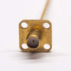 Gold Plated SMA Female Flange 4 Holes for PCB Mount