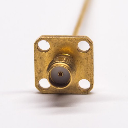 Gold Plated SMA Female Flange 4 Holes for PCB Mount